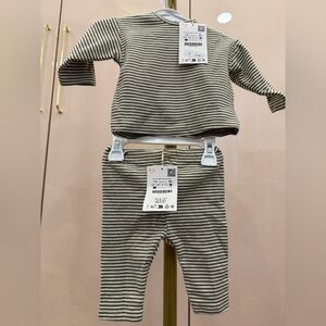 Zara Kids Striped Matching Set - Black and White